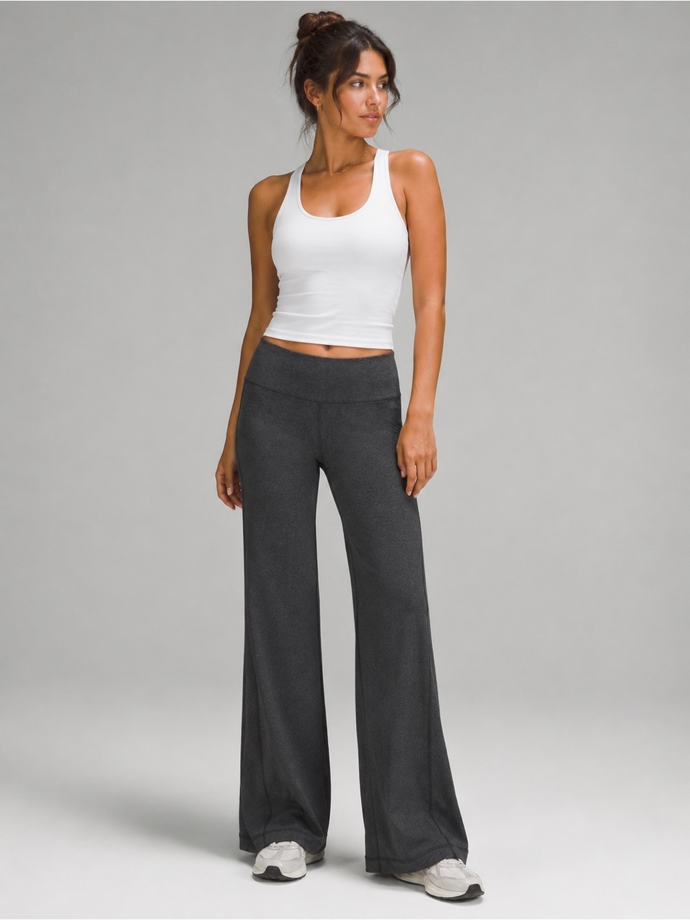 Lululemon Wide Leg Yoga Pants Gray High Rise Stretch Athletic Size 6